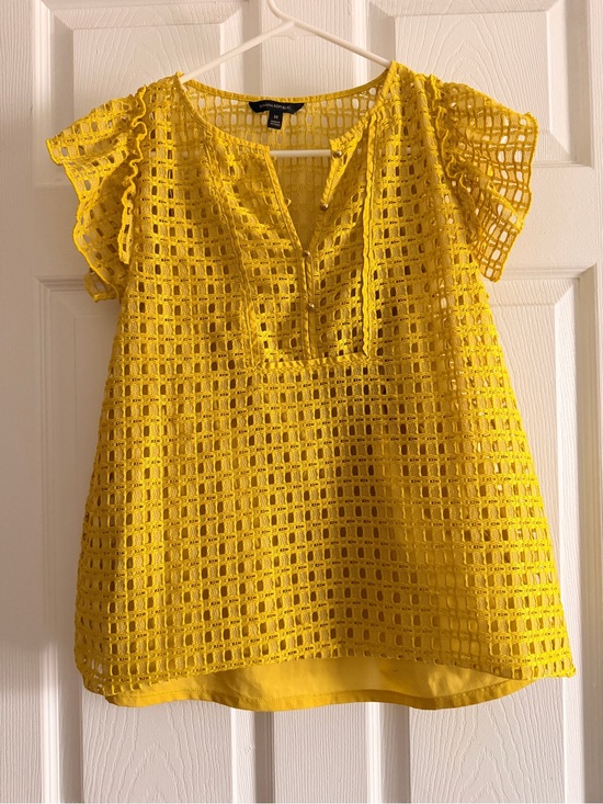 Banana Republic Tops - Banana Republic Yellow Crochet Short-Sleeve Blouse